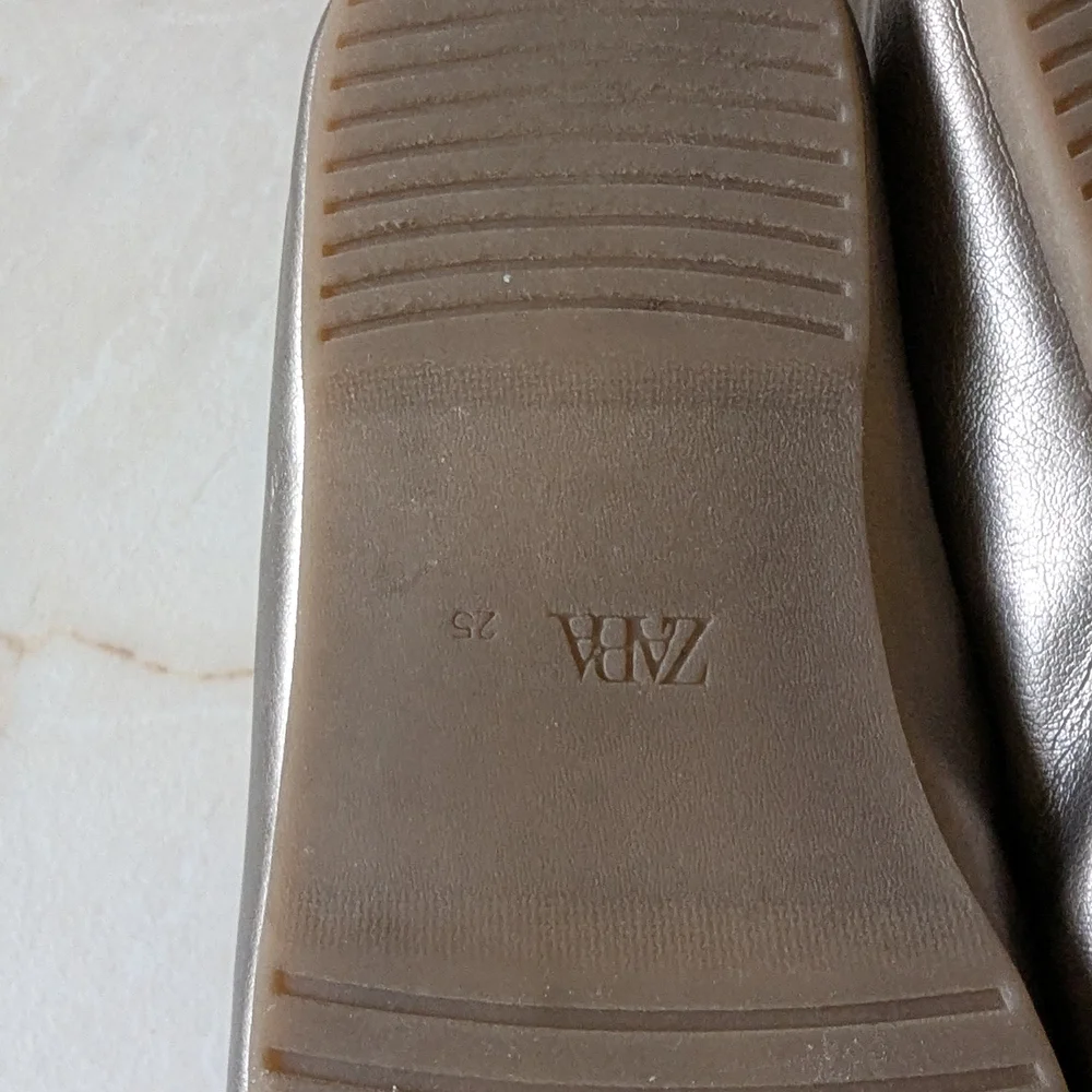 Zara | Kids Metallic Ballet Flats with Bow - Bronze